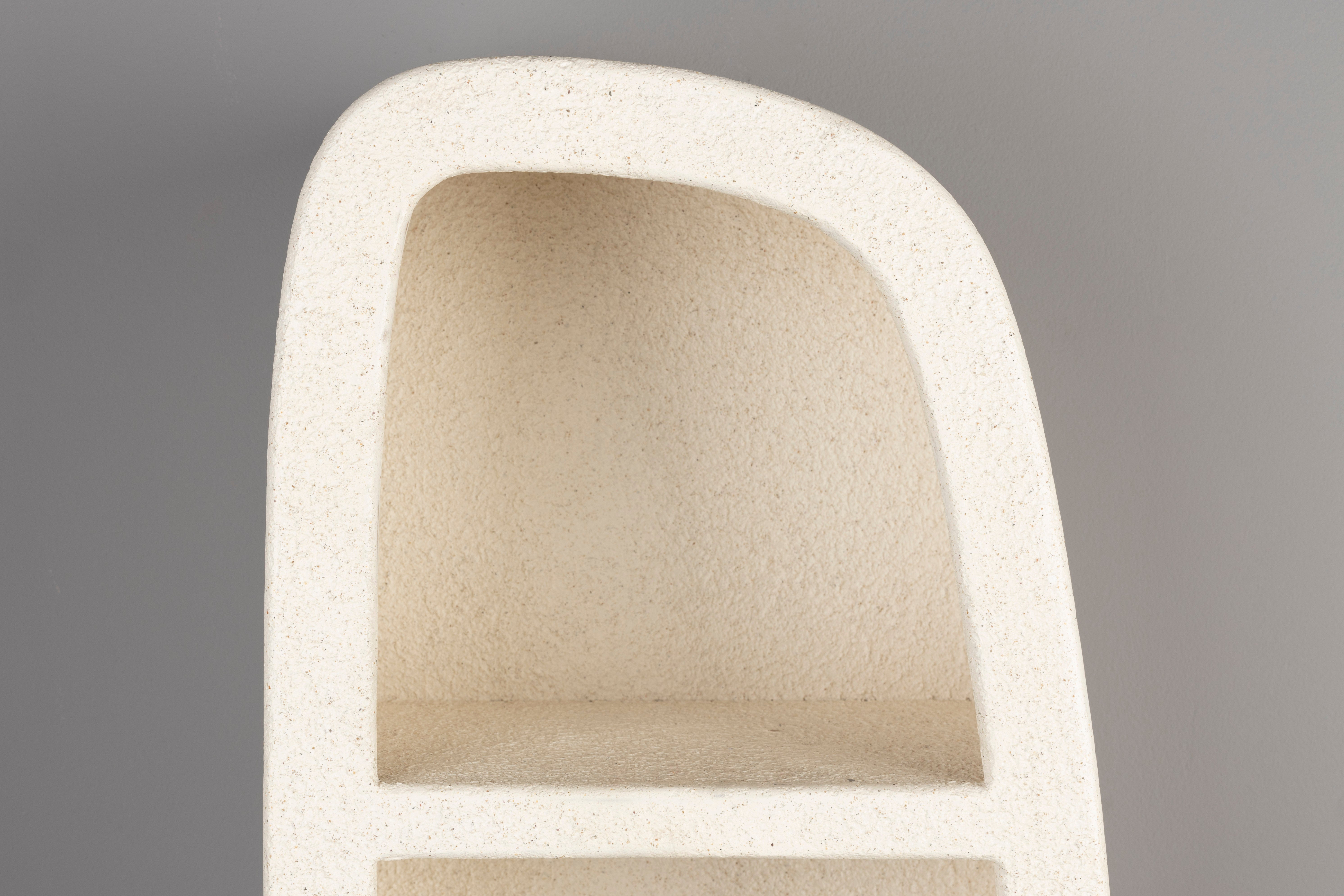 Dutchbone Veda Organic Curved Neutral Marble Triple Wall Shelf